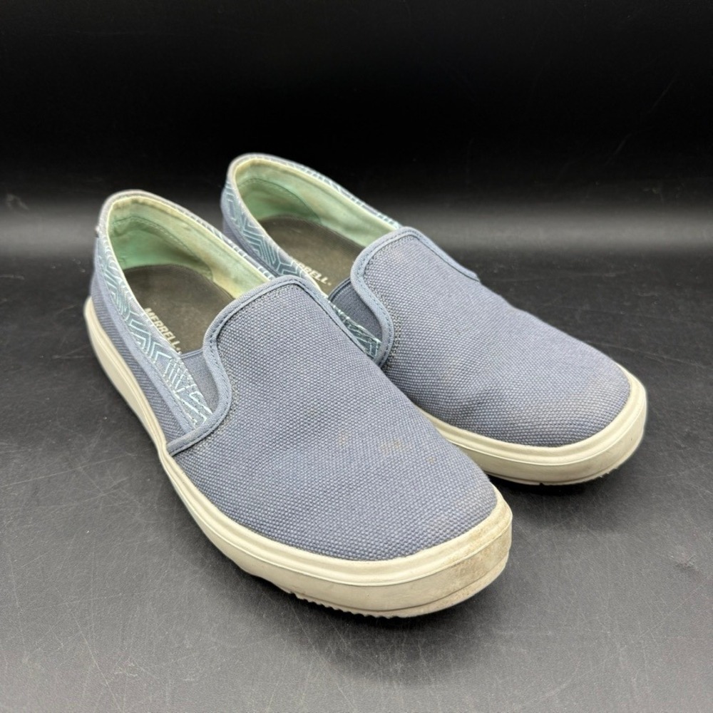 Merrell Bering Sea Slip On Shoes Women 8.5 Blue Canvas Geometric Casual Boho